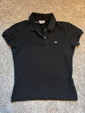Lacoste Women's Black Polo with Green Crocodile Logo